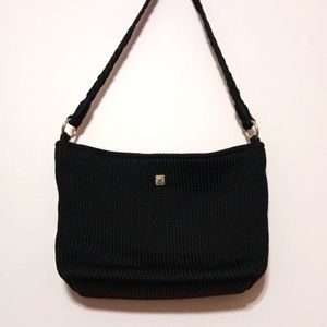 Lina Handbag Black Silver hardware Zippered pocket pen slip 2 open pockets 1 zip